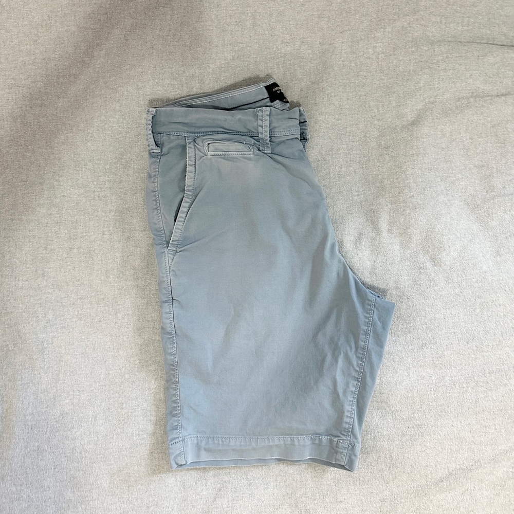 American Eagle Next Level Flex Chino Khaki Light Blue Shorts 28W - Picture 3 of 5